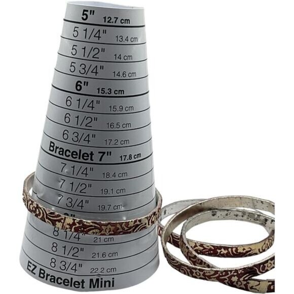 Vintage Style Red Floral Pattern Bangles Bracelets Set Of 4 - Picture 4 of 9